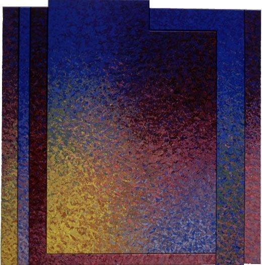 Six Panel L Structure in Blue, Maroon and Yellow, 1992